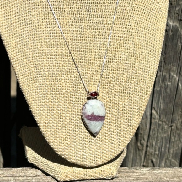 Pink Tourmaline in Quartz & Garnet Necklace